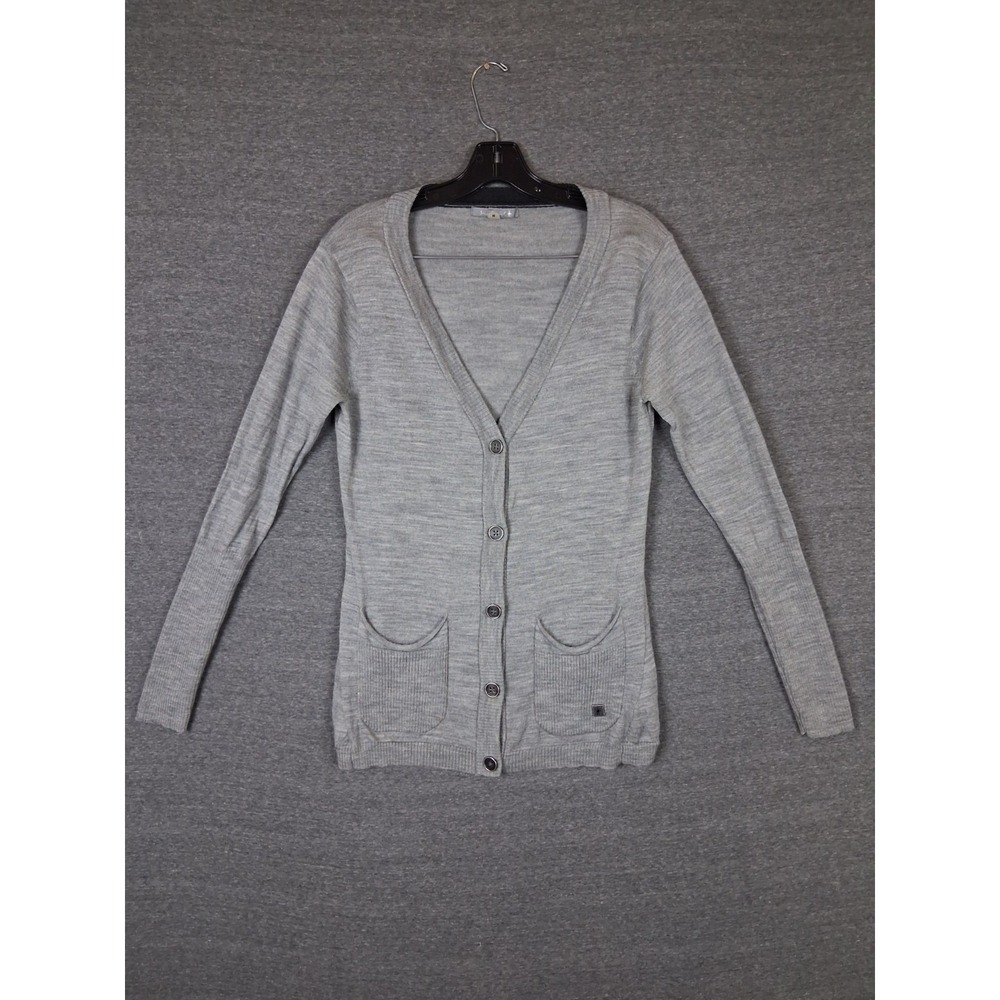 Smartwool Womens Sweater Medium Light Gray Merino Cardigan Front Range Boyfriend